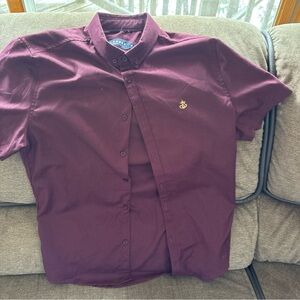 BLAKELY ORGINAL MENS SHORT SLEEVE BUTTON UP WINE SHIRT MED